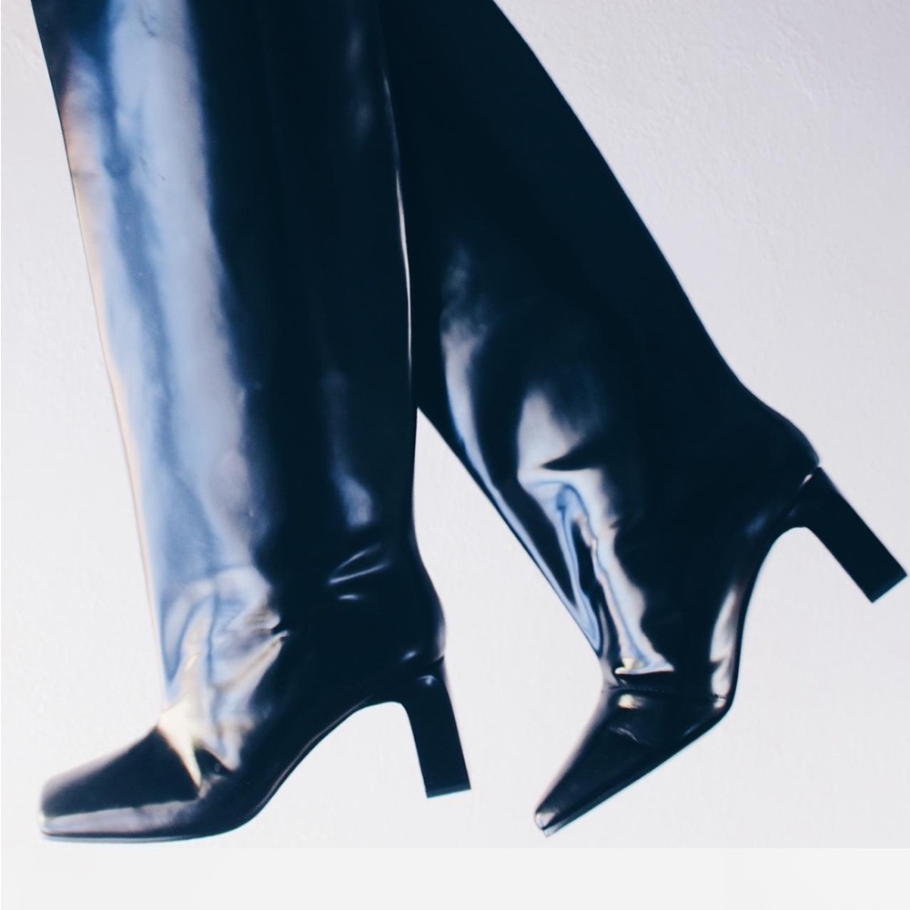 Zara black leather boots